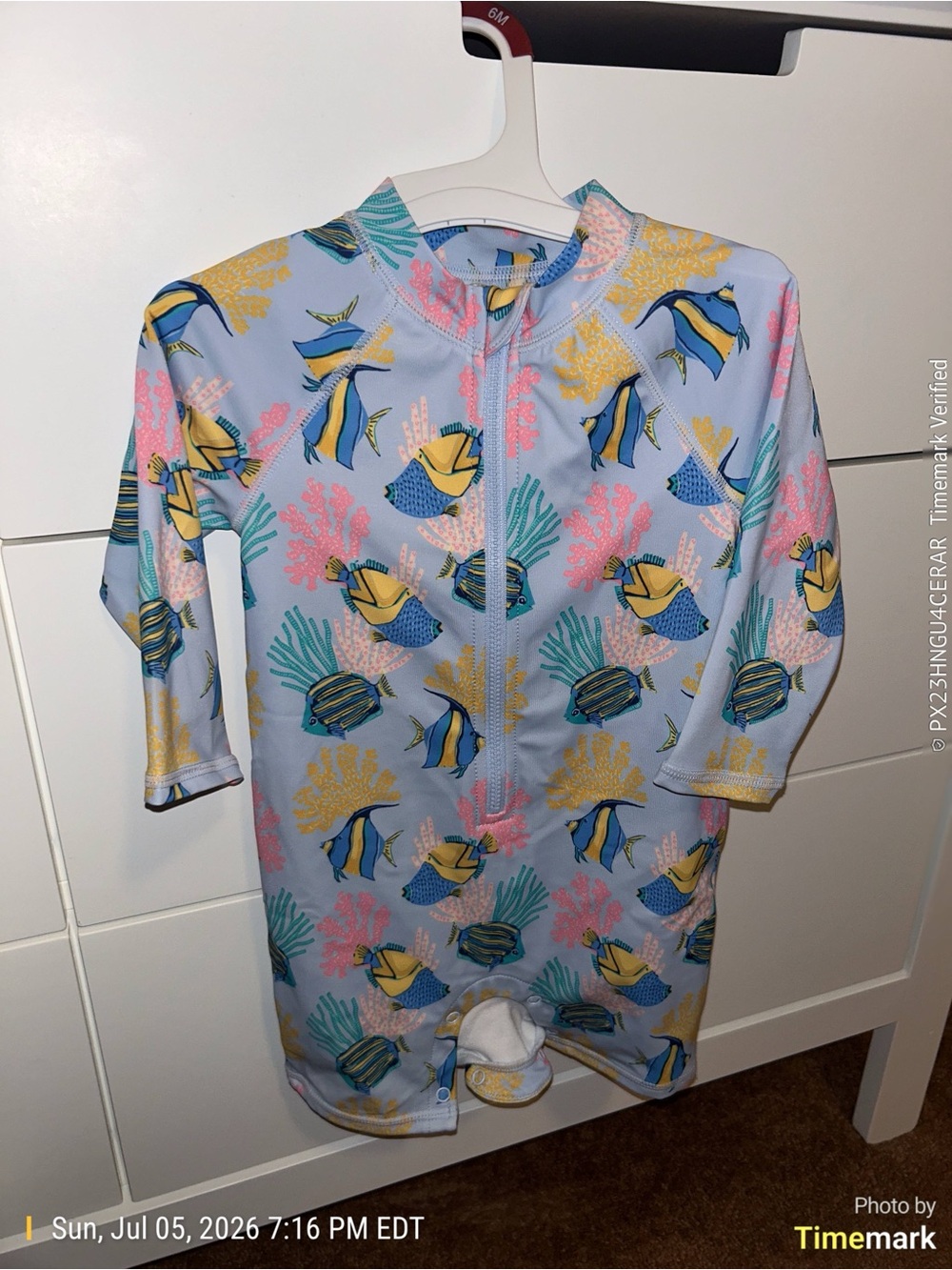 Janie and Jack Light Blue Tropical Fish Zip Rashguard